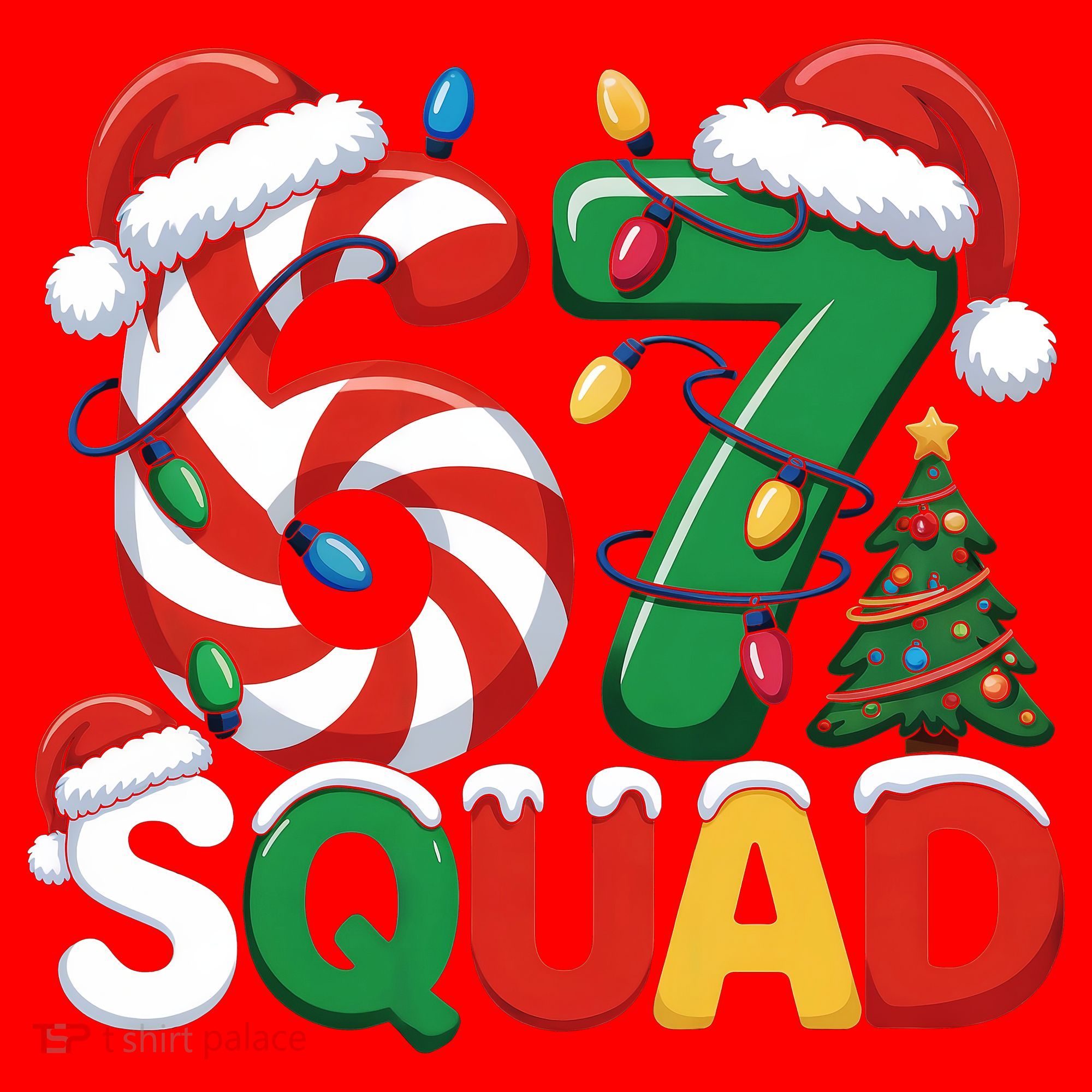 67 Squad Christmas Candy Cane Funny Meme Santa Hat