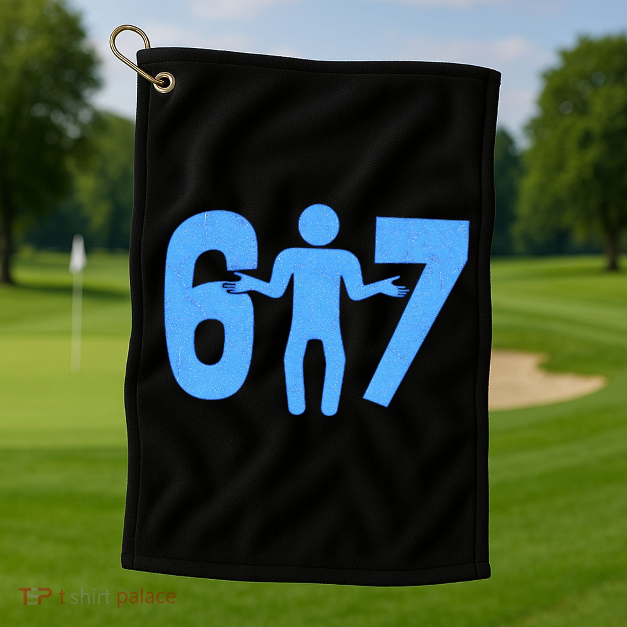6-7 Stick Figure 67 Meme Golf Towel