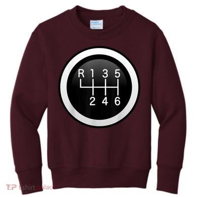 6 Speed Manual Stick Gear Shift Auto Racing Car Kids Sweatshirt