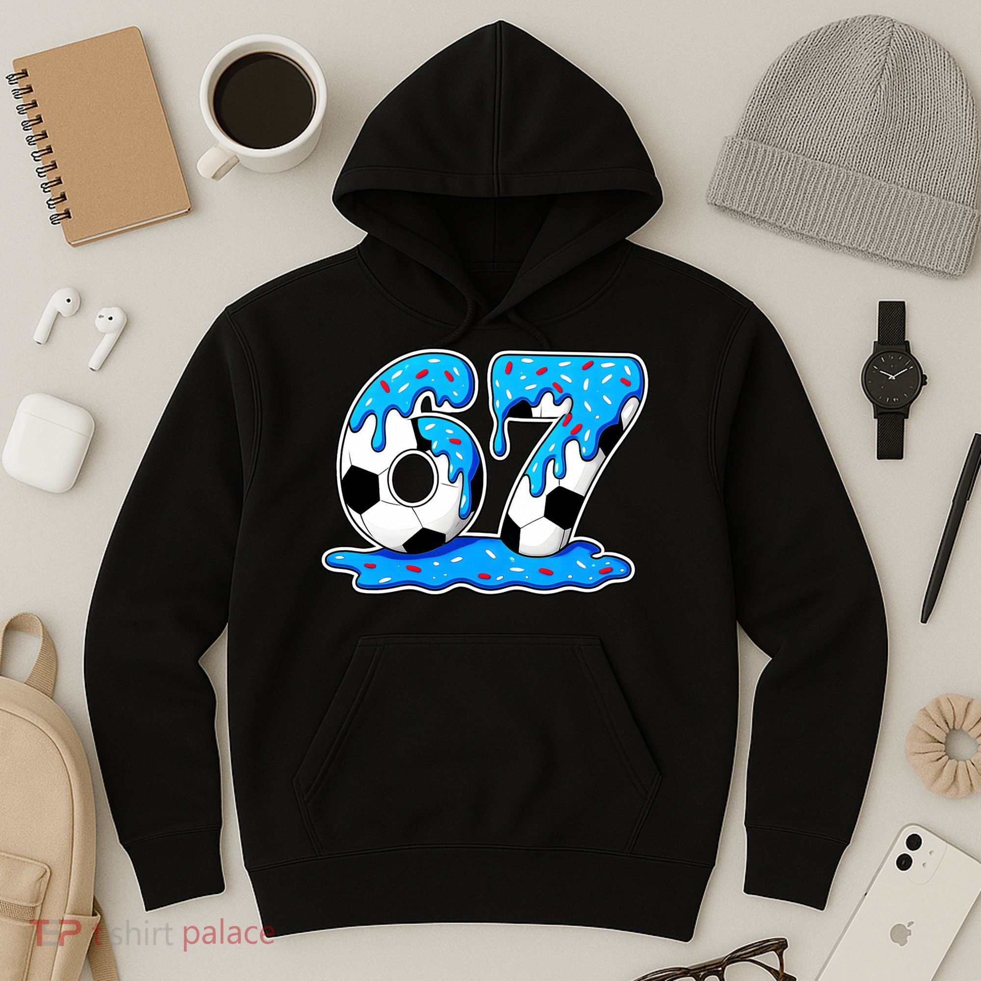 67 Soccer Melting Ice Cream Drip 6-7 Meme Hoodie