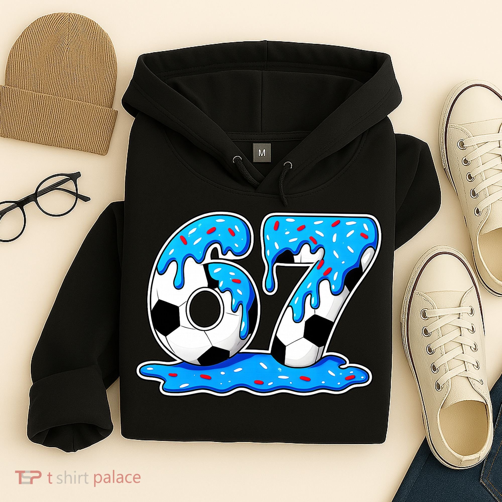 67 Soccer Melting Ice Cream Drip 6-7 Meme Hoodie