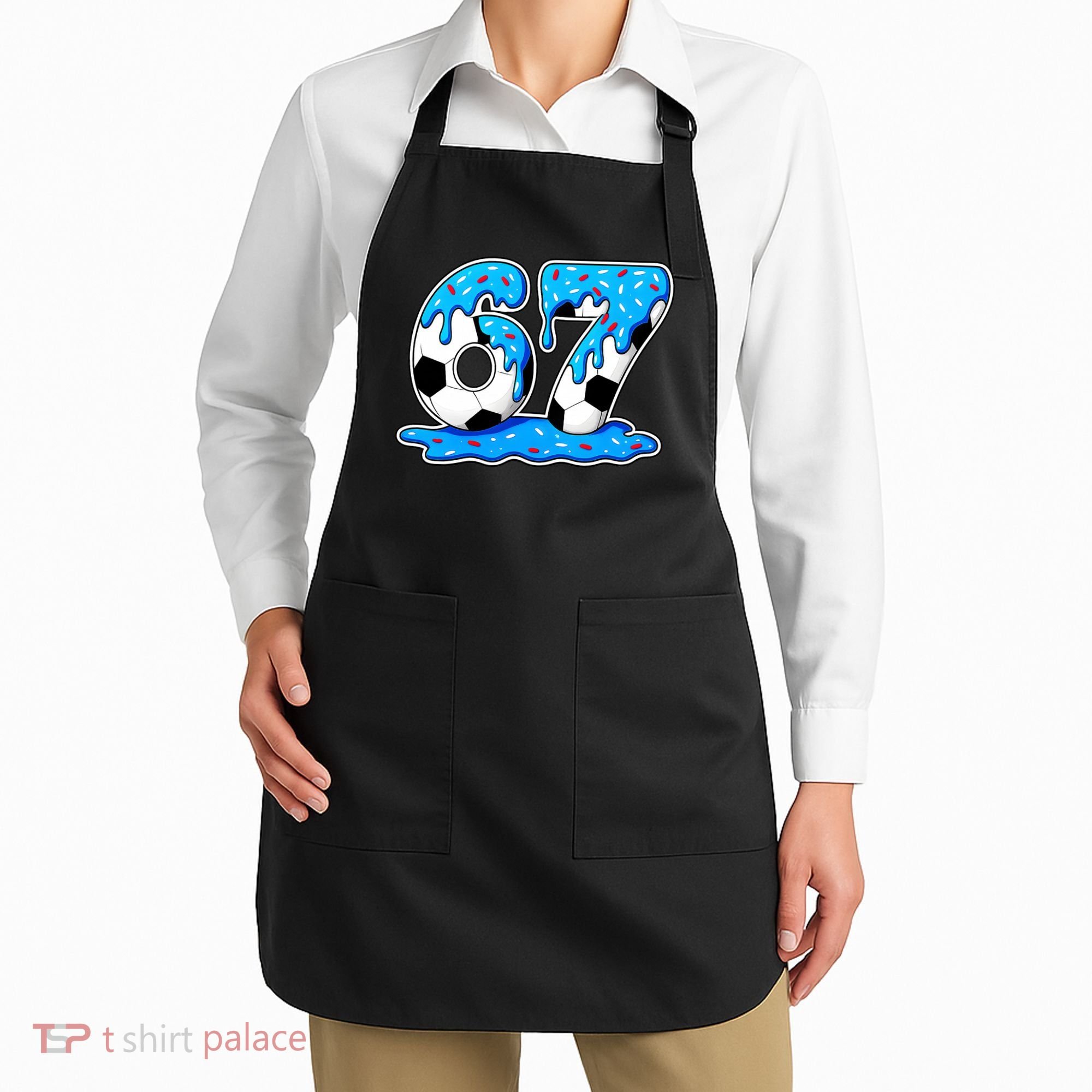 67 Soccer Melting Ice Cream Drip 6-7 Meme Apron