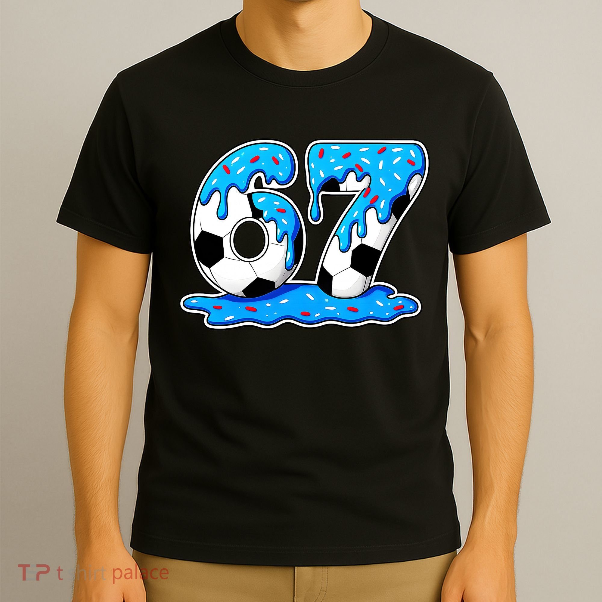 67 Soccer Melting Ice Cream Drip 6-7 Meme T-Shirt