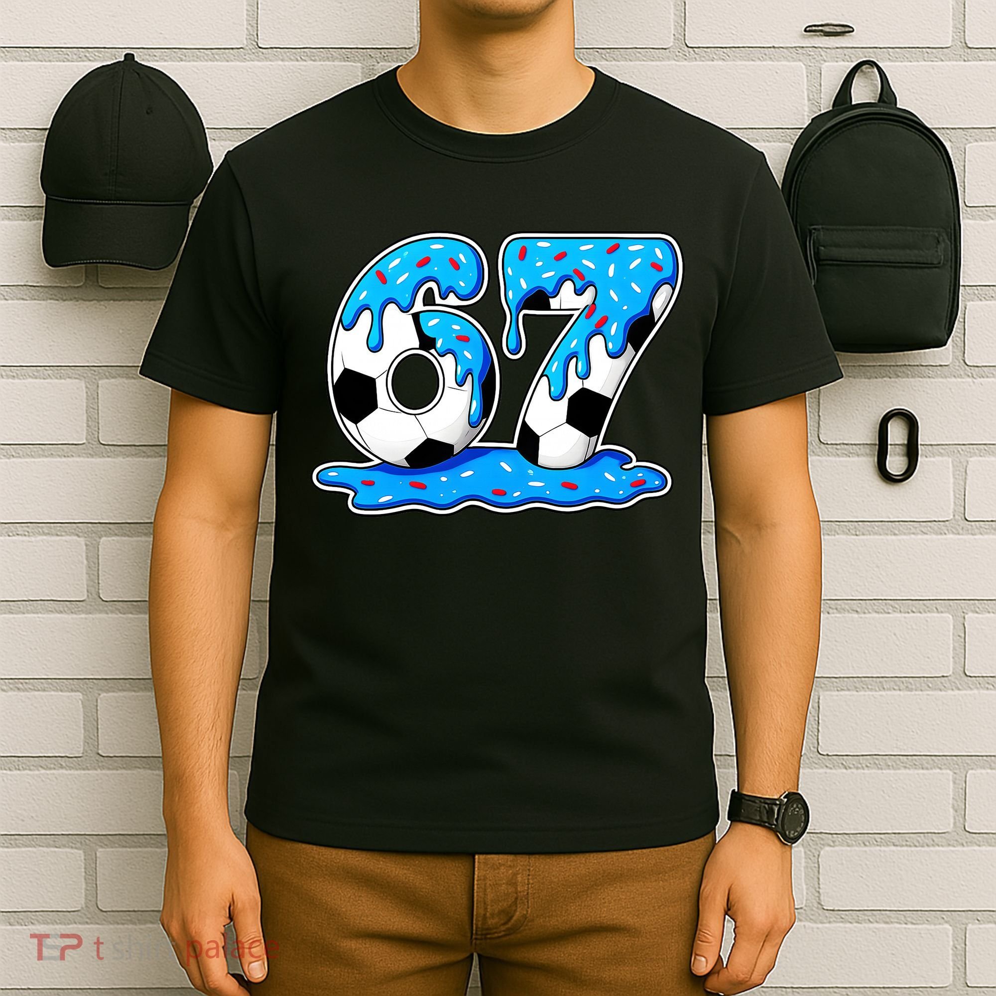 67 Soccer Melting Ice Cream Drip 6-7 Meme T-Shirt