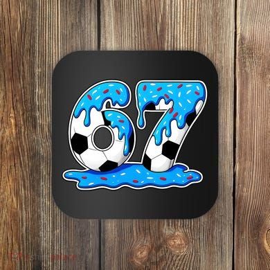 67 Soccer Melting Ice Cream Drip 6-7 Meme Coaster