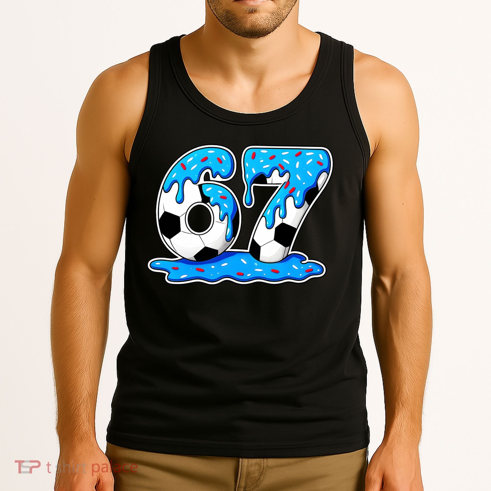 67 Soccer Melting Ice Cream Drip 6-7 Meme Tank Top