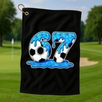 67 Soccer Melting Ice Cream Drip 6-7 Meme Golf Towel thumb 1