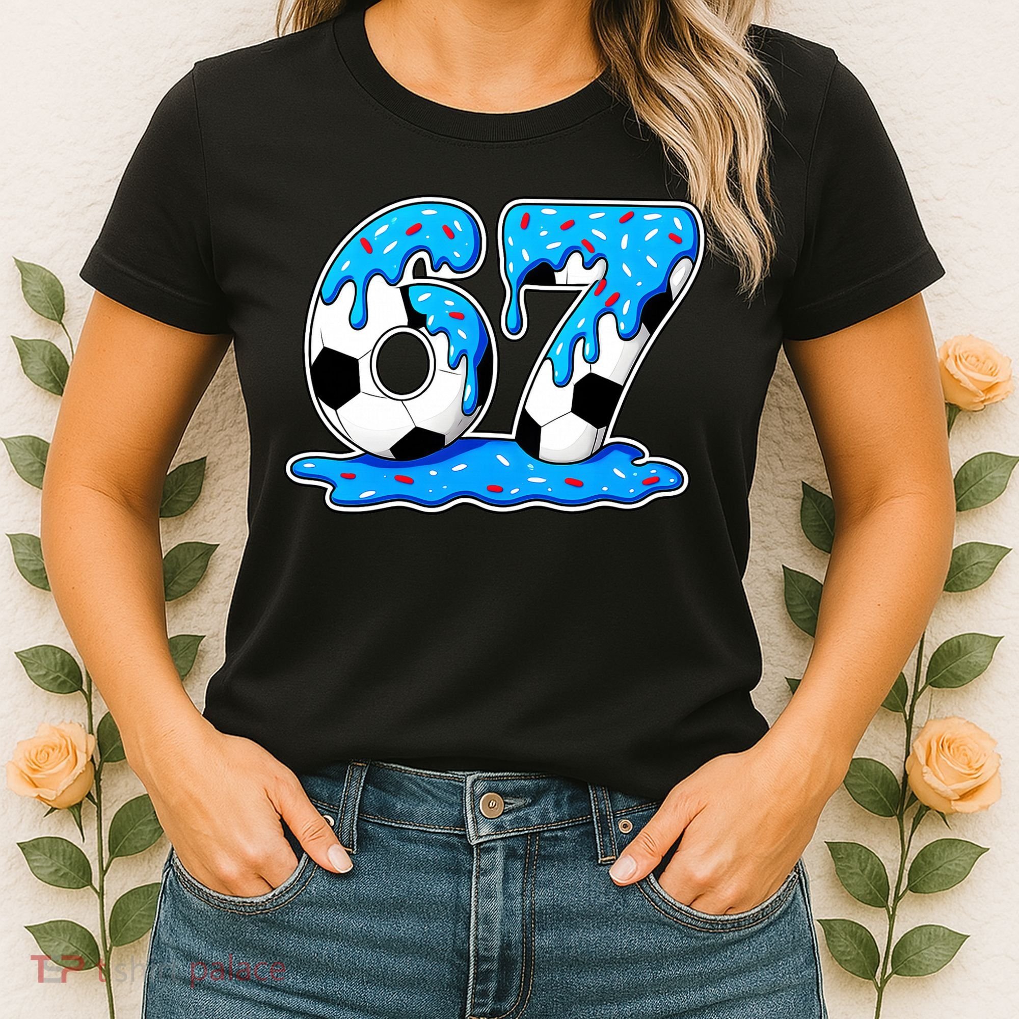 67 Soccer Melting Ice Cream Drip 6-7 Meme Women's T-Shirt