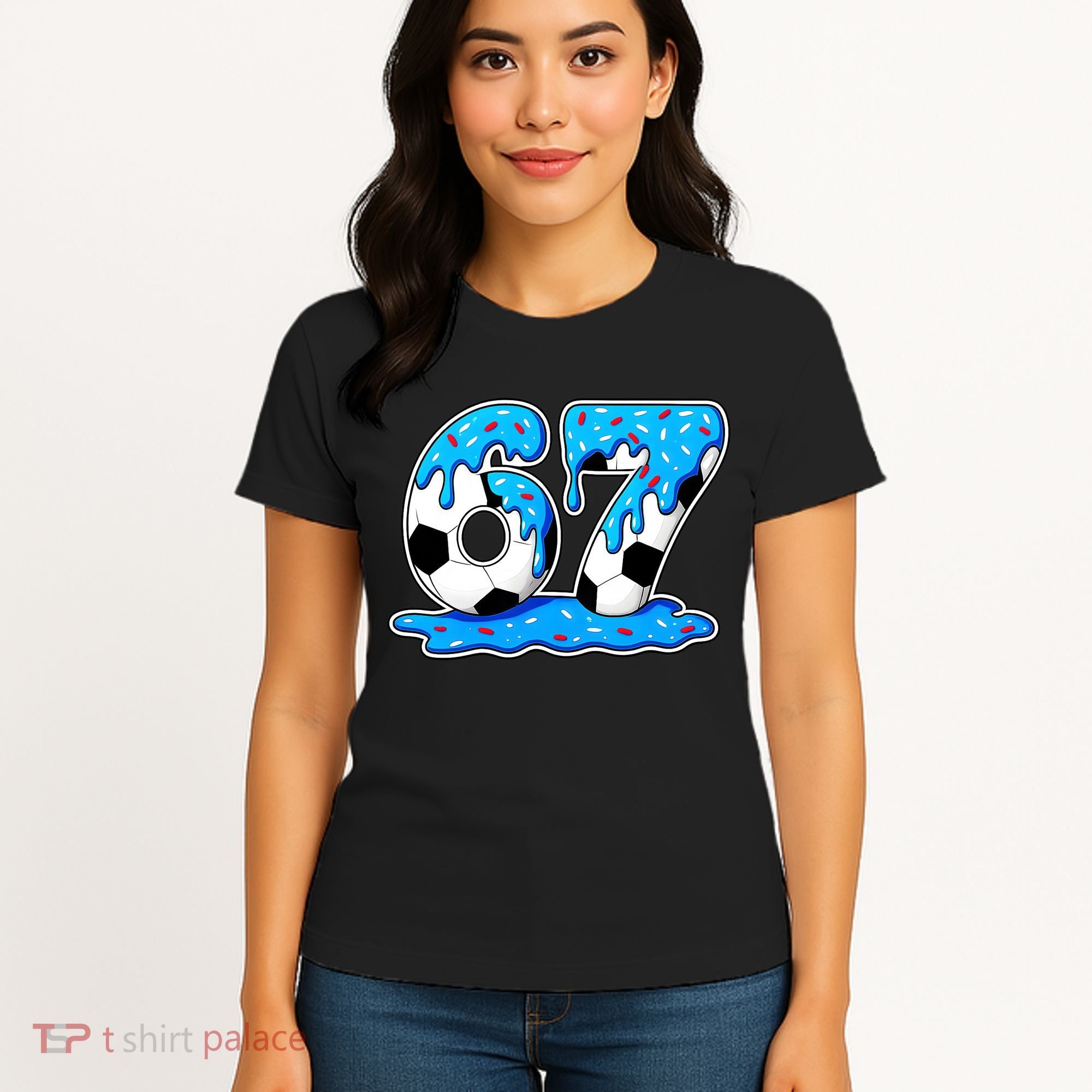 67 Soccer Melting Ice Cream Drip 6-7 Meme Women's T-Shirt