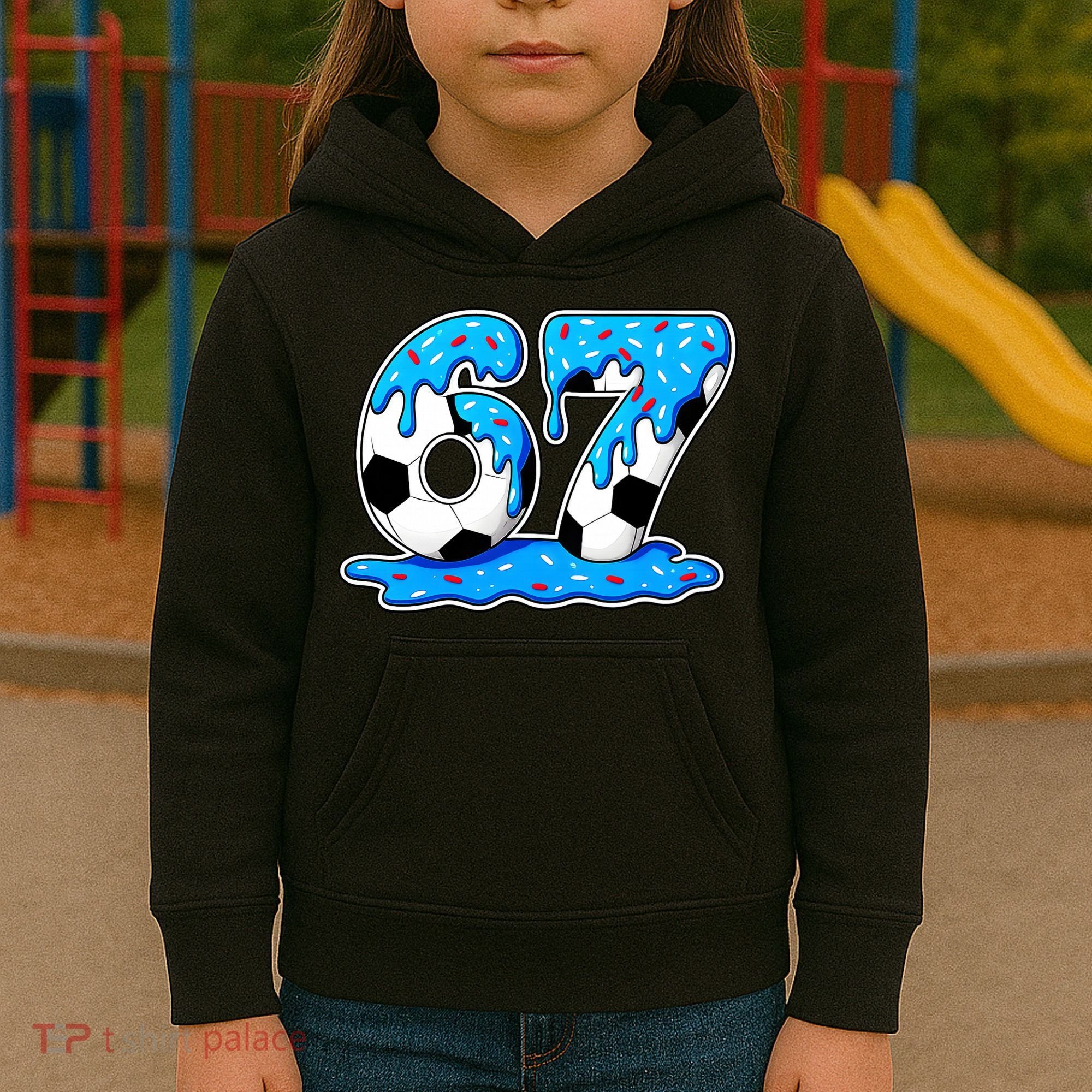 67 Soccer Melting Ice Cream Drip 6-7 Meme Kids Hoodie