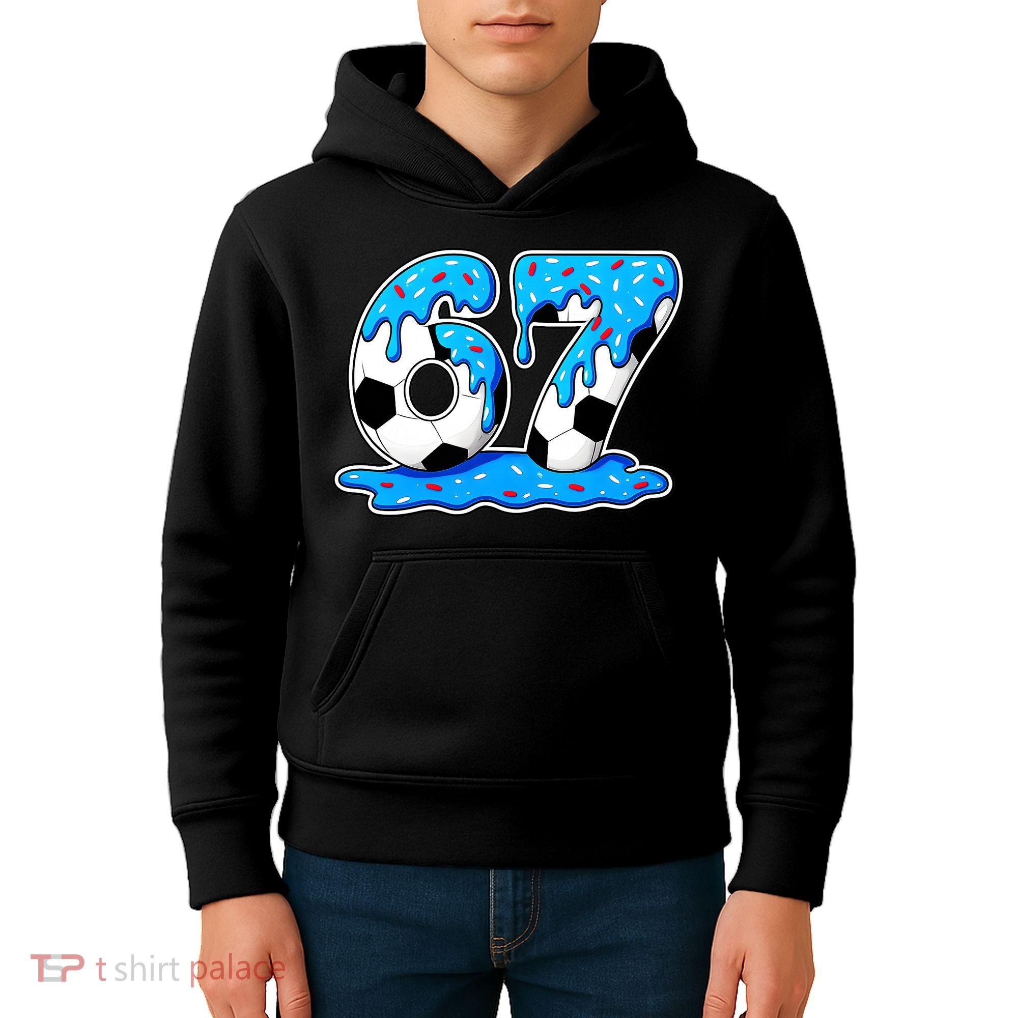67 Soccer Melting Ice Cream Drip 6-7 Meme Kids Hoodie
