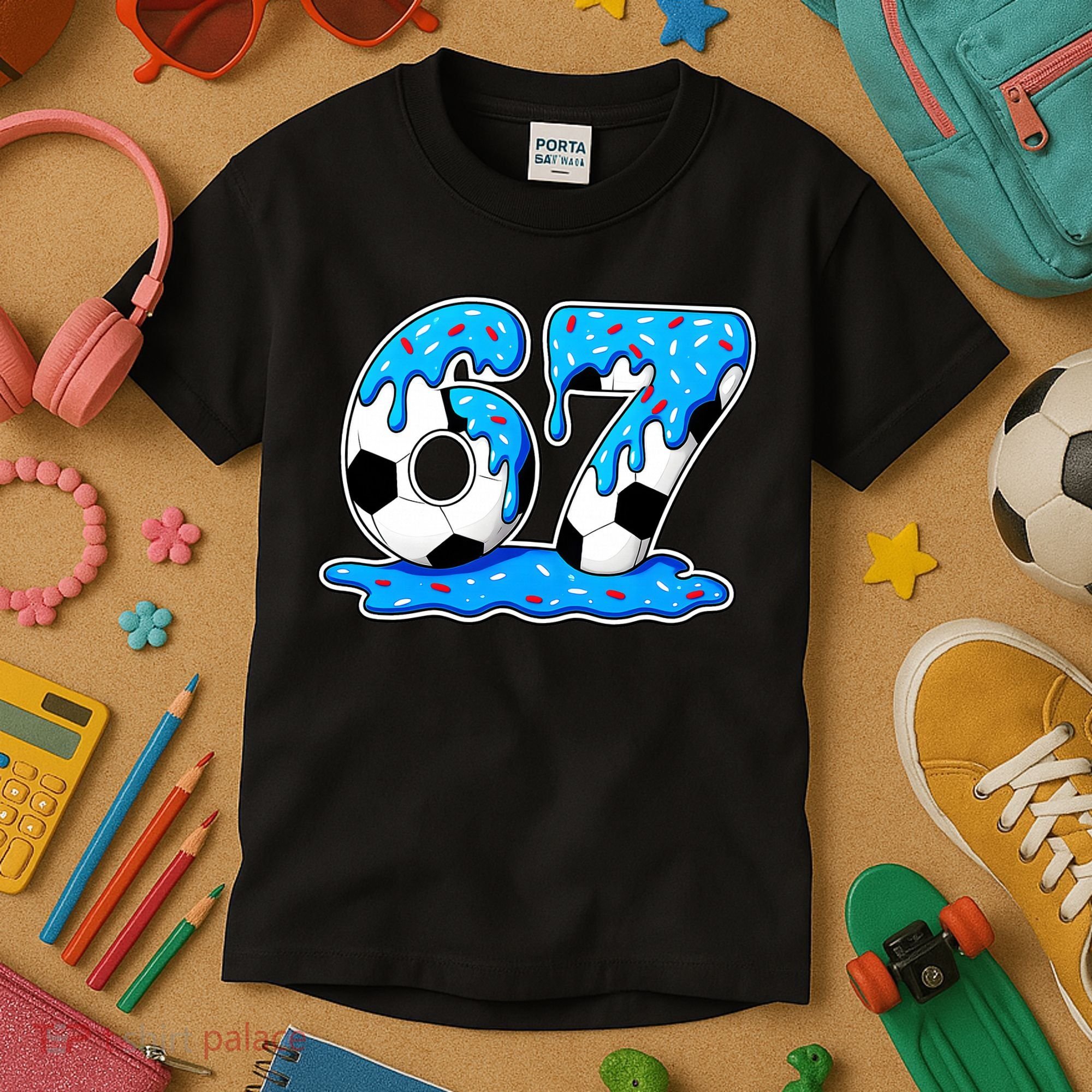 67 Soccer Melting Ice Cream Drip 6-7 Meme Kids T-Shirt