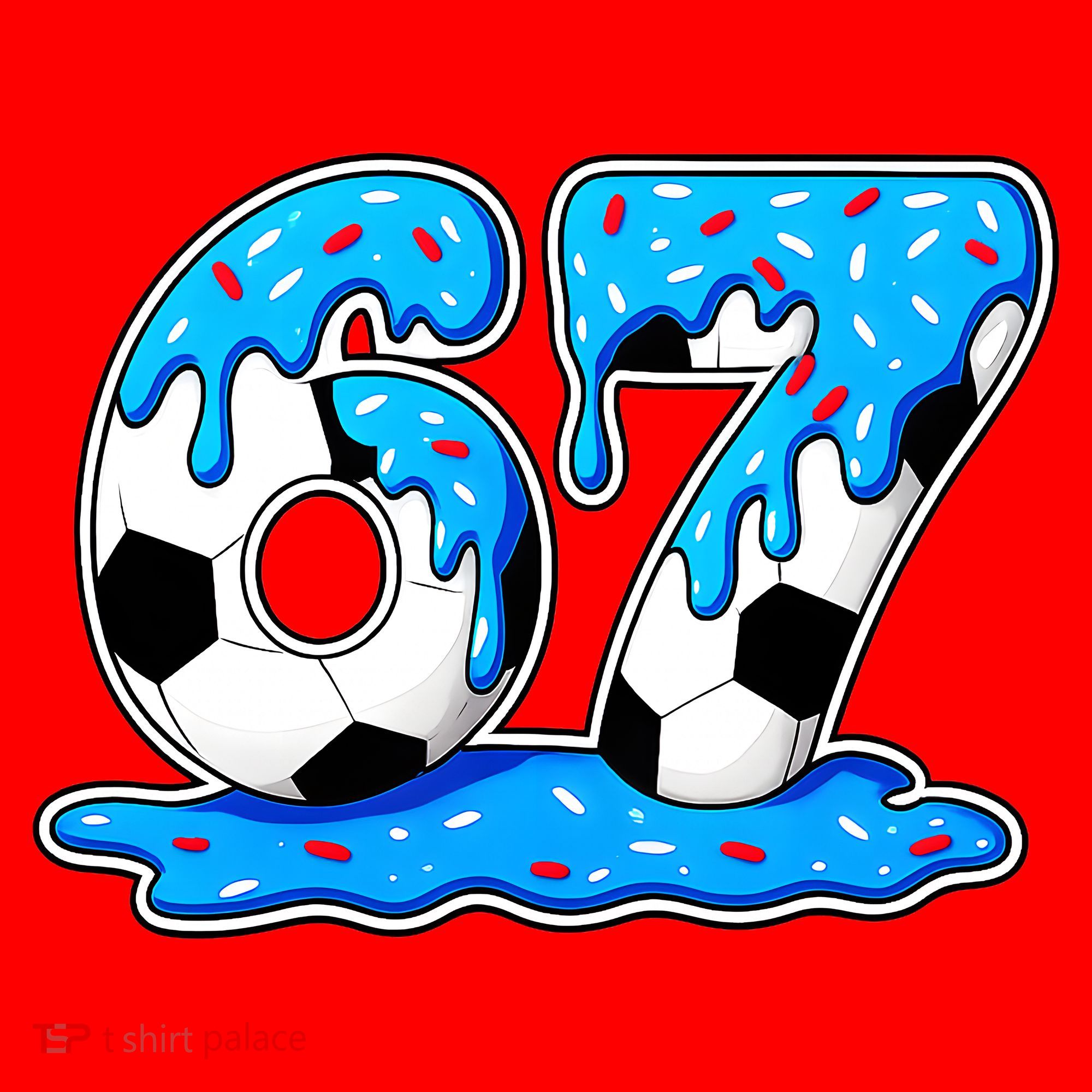 67 Soccer Melting Ice Cream Drip 6-7 Meme Santa Hat