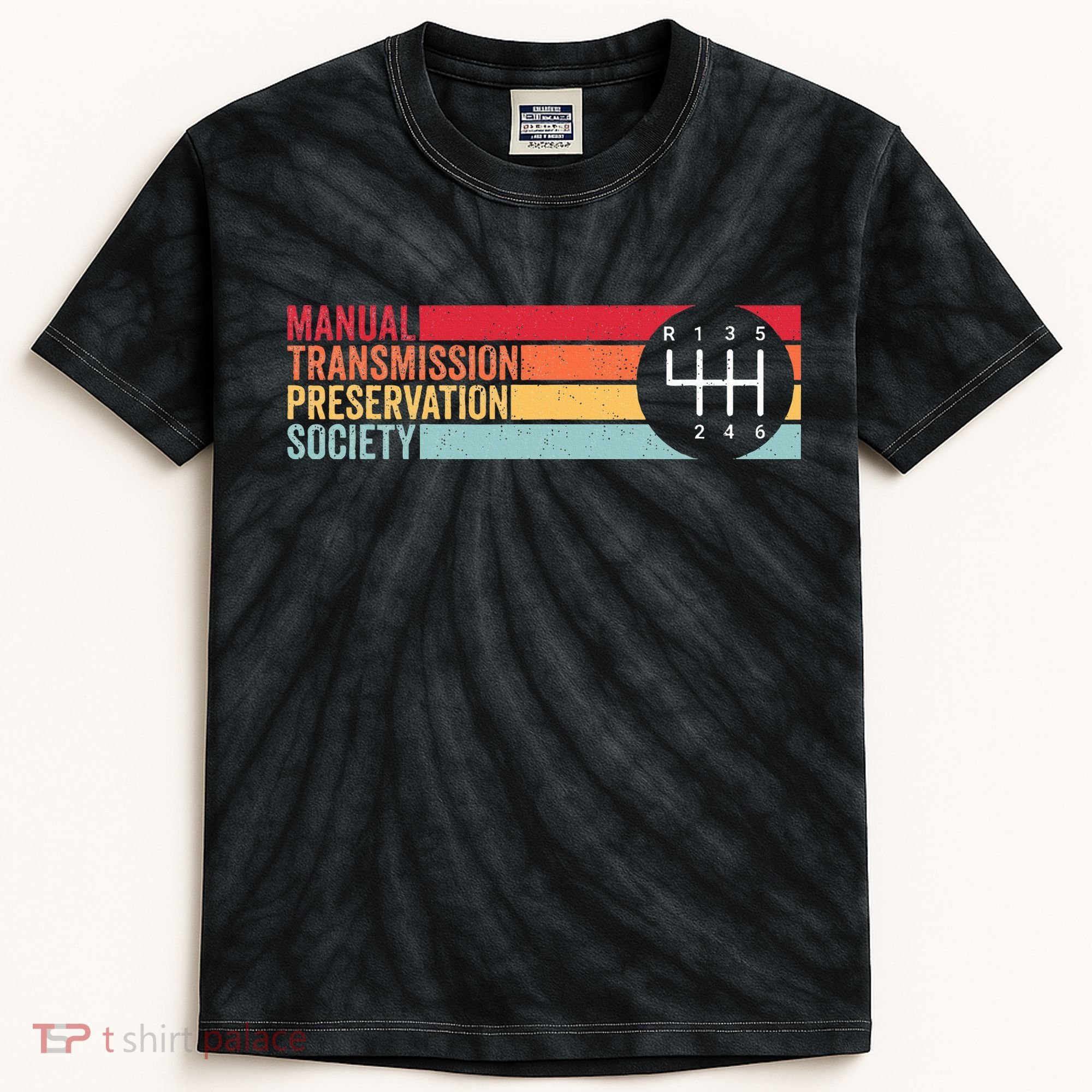 6 Speed Manual Transmission Preservation Society Kids Tie-Dye T-Shirt