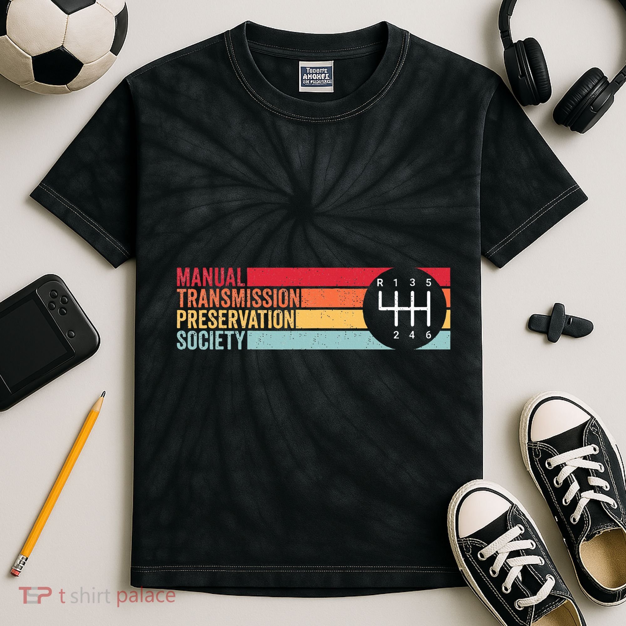 6 Speed Manual Transmission Preservation Society Kids Tie-Dye T-Shirt