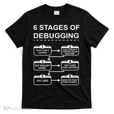 6 Stages Of Debugging Design Programming Computer Science T-Shirt