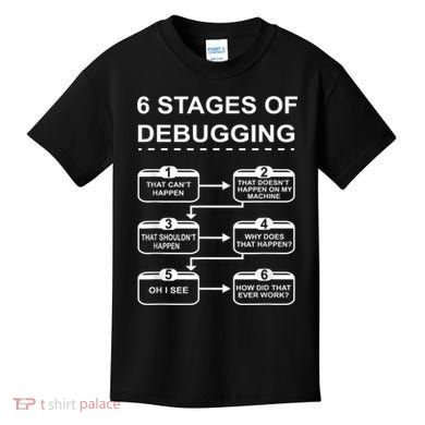 6 Stages Of Debugging Design Programming Computer Science Kids T-Shirt