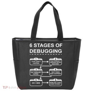 6 Stages Of Debugging Design Programming Computer Science Tote Bag