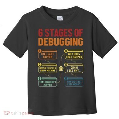 6 Stages Of Debugging Full Stack Coder Software Developer Toddler T-Shirt