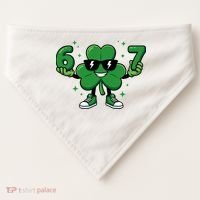 67 St Patricks Day Shamrock 6-7 Meme USA-Made Doggie Bandana thumb 0