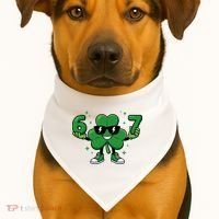 67 St Patricks Day Shamrock 6-7 Meme USA-Made Doggie Bandana thumb 1