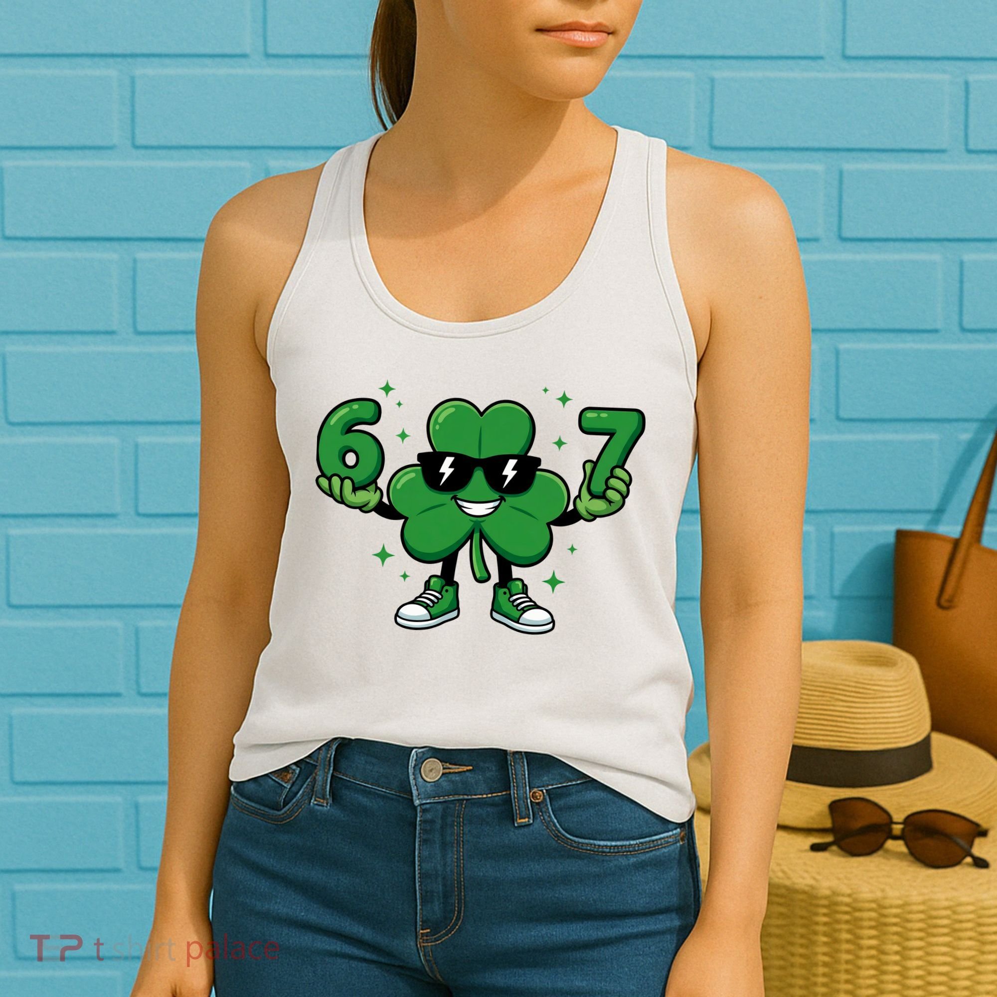 67 St Patricks Day Shamrock 6-7 Meme Women's Tank Top
