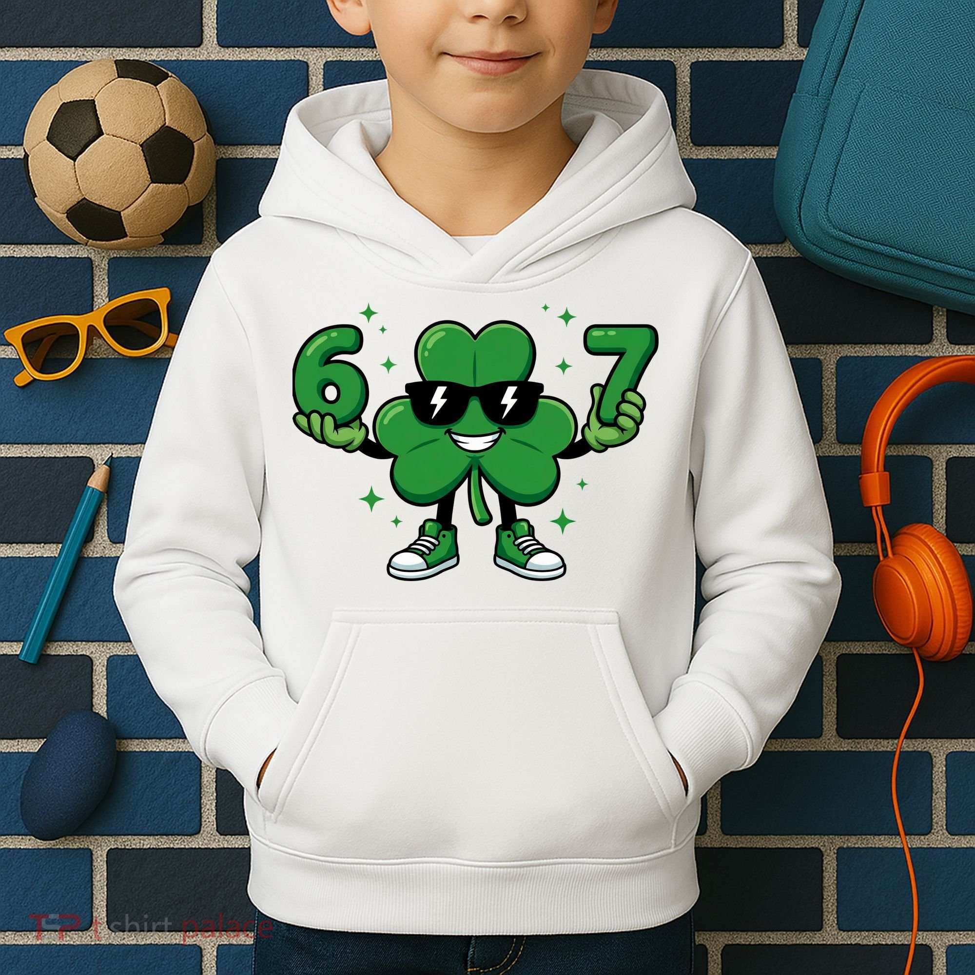 67 St Patricks Day Shamrock 6-7 Meme Kids Hoodie