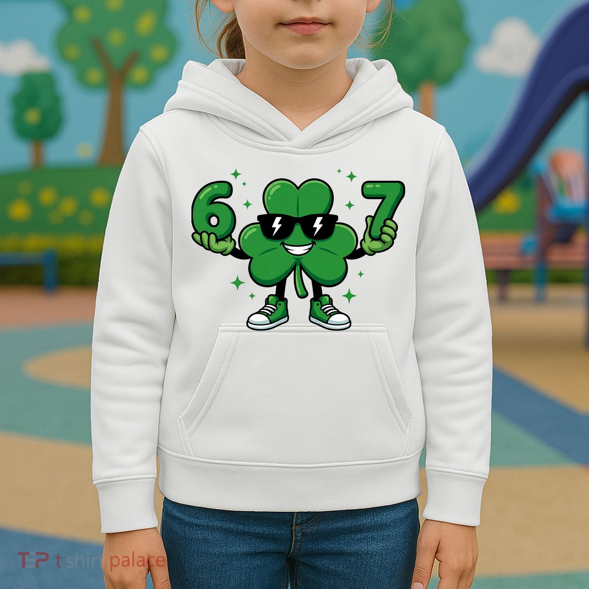 67 St Patricks Day Shamrock 6-7 Meme Kids Hoodie