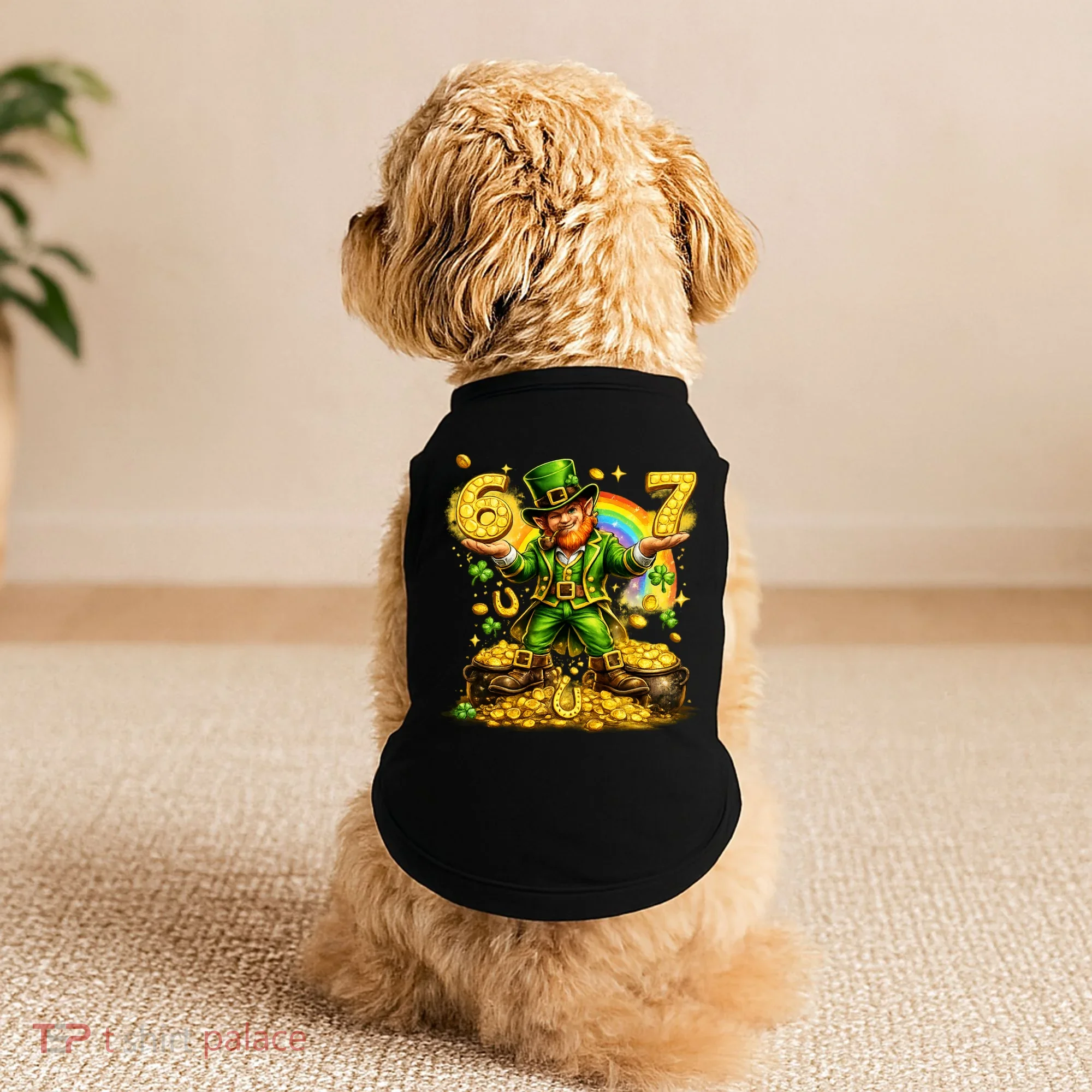 67 St Patricks Day Six Seven Meme Funny Doggie Tank