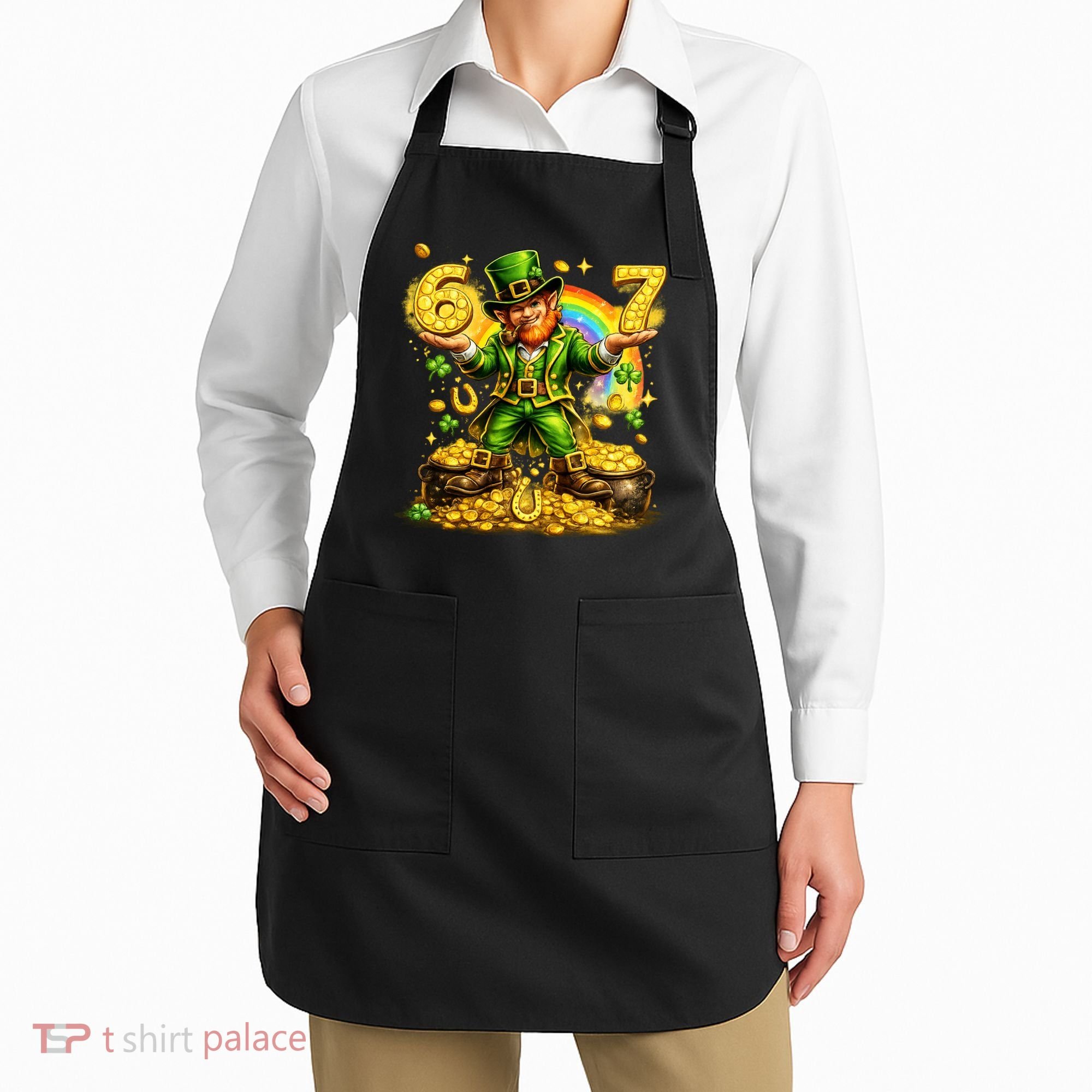 67 St Patricks Day Six Seven Meme Funny Apron