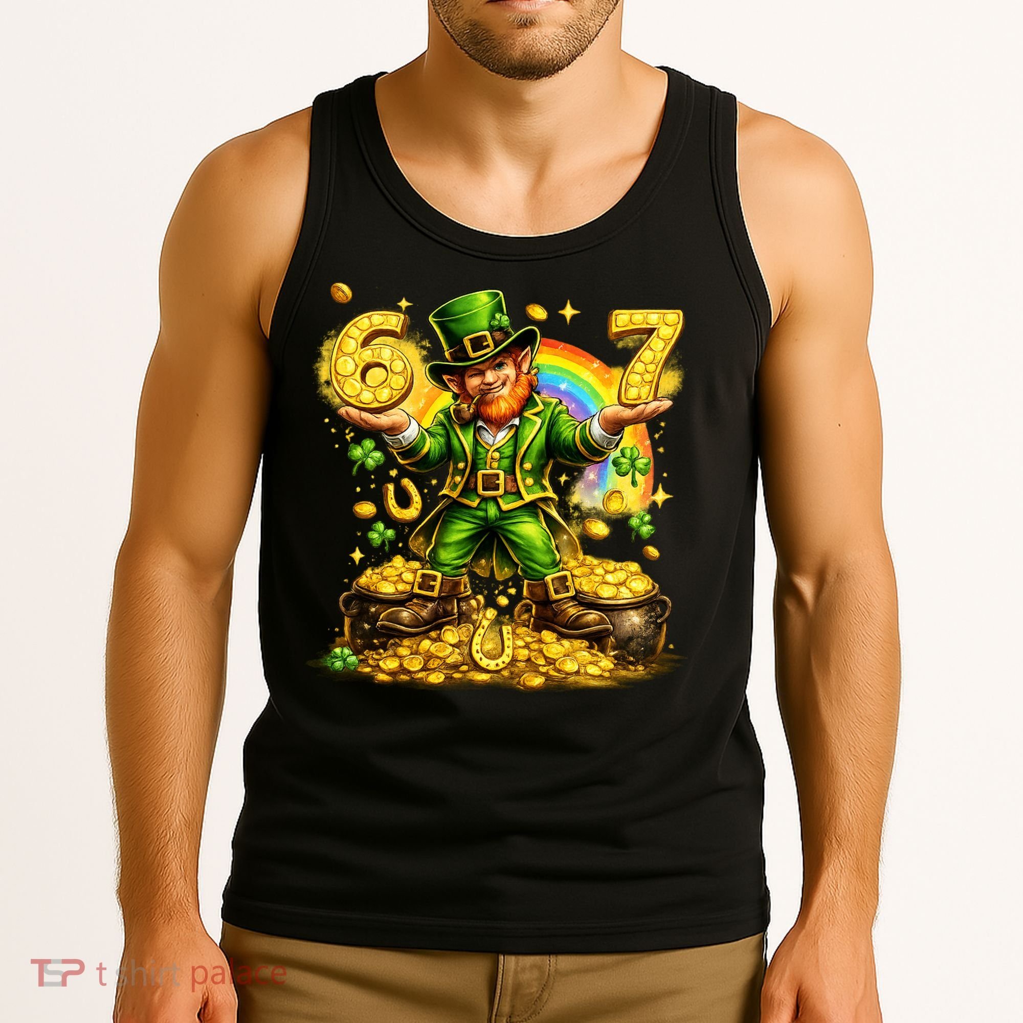 67 St Patricks Day Six Seven Meme Funny Tank Top