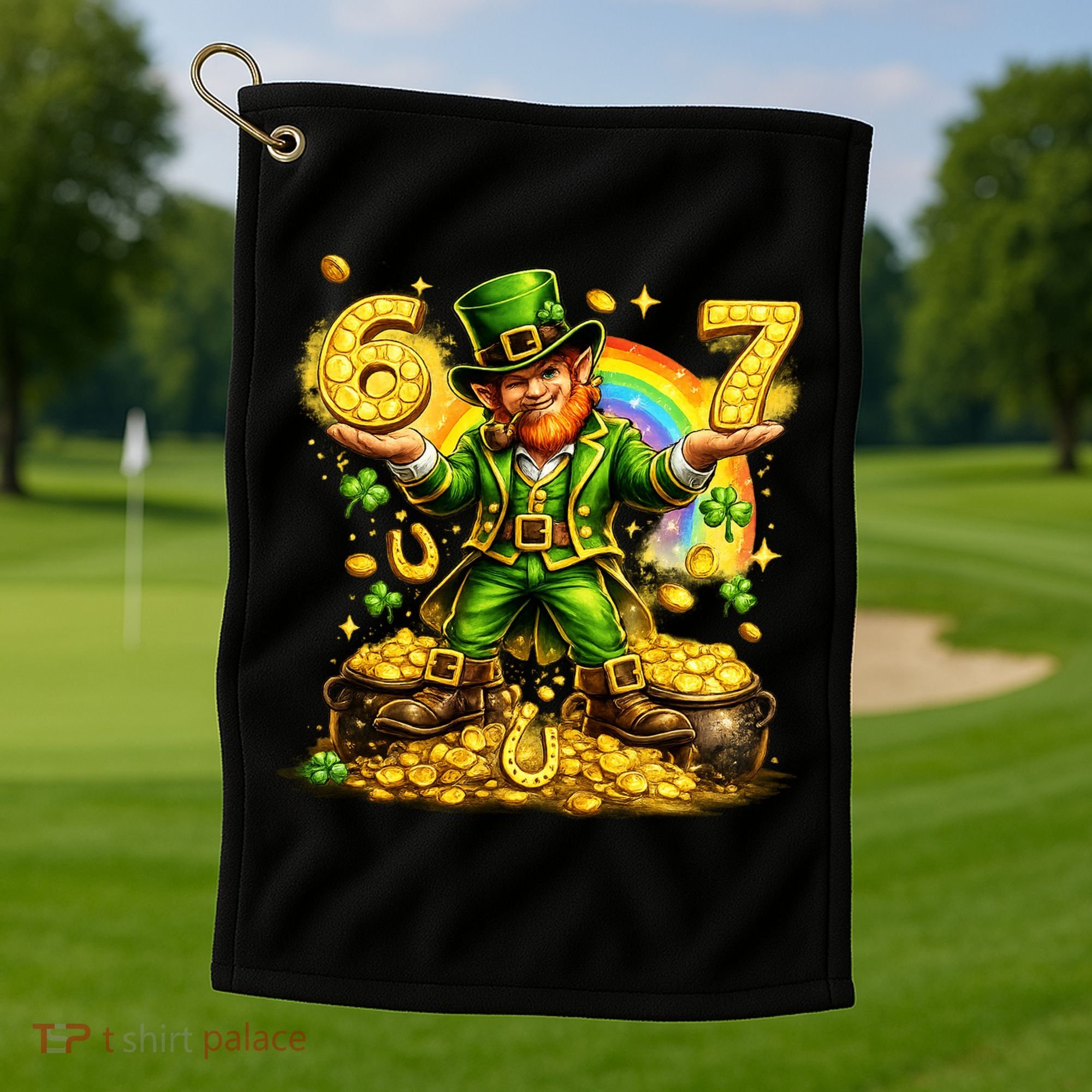 67 St Patricks Day Six Seven Meme Funny Golf Towel