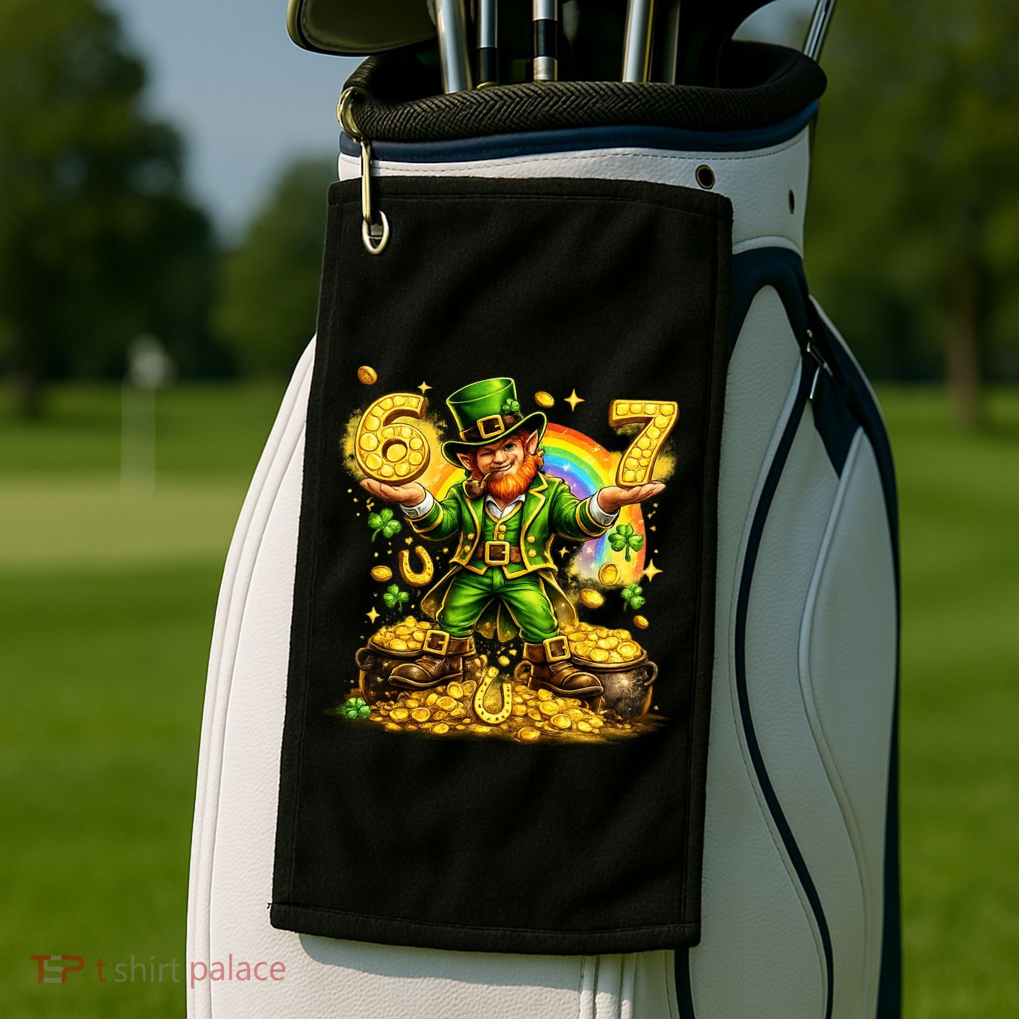67 St Patricks Day Six Seven Meme Funny Golf Towel