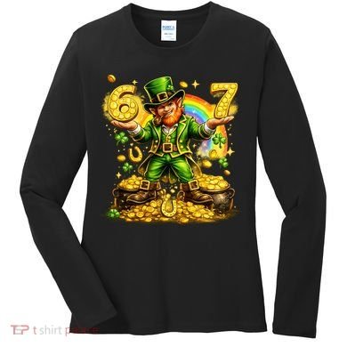 67 St Patricks Day Six Seven Meme Funny Women's Long Sleeve Shirt