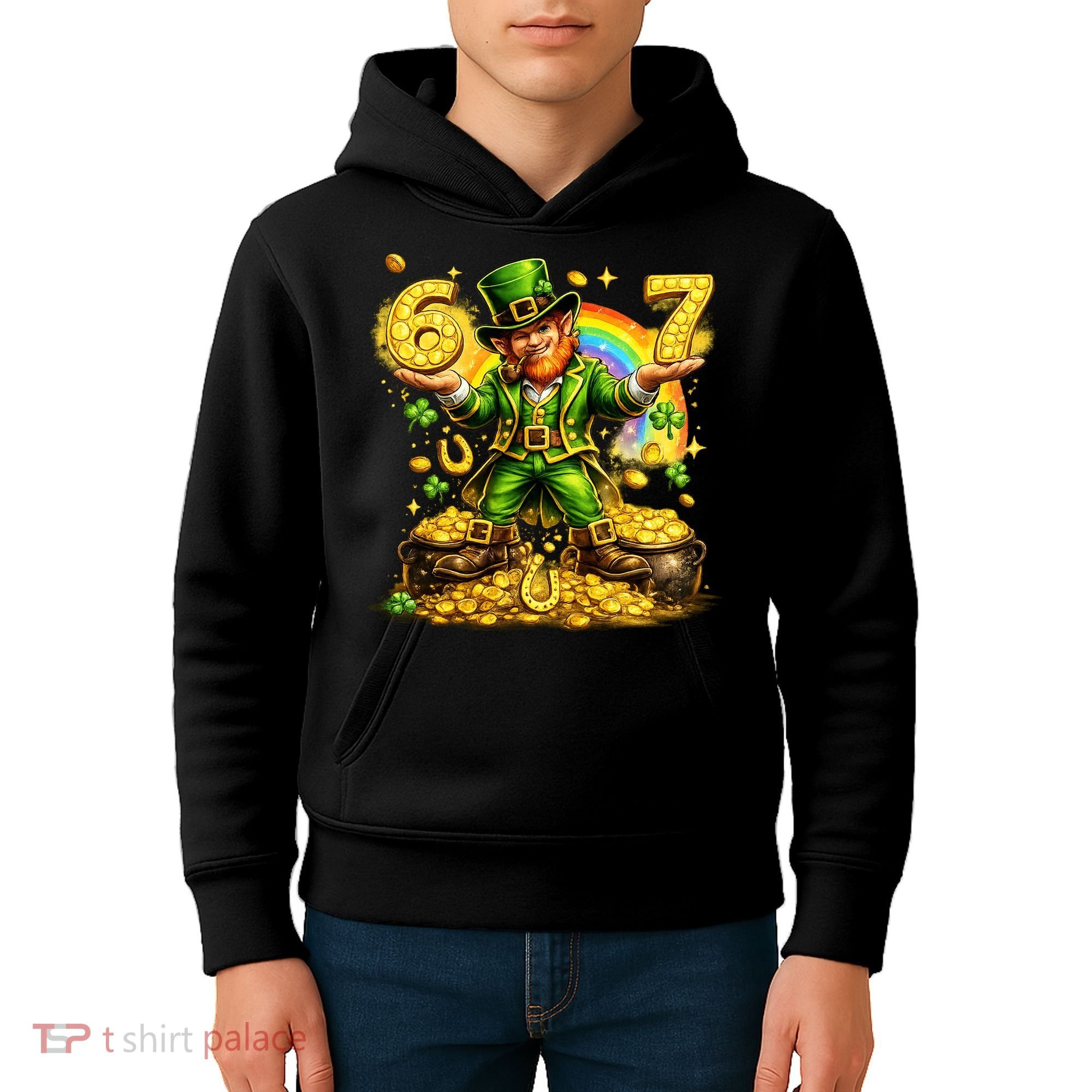 67 St Patricks Day Six Seven Meme Funny Kids Hoodie