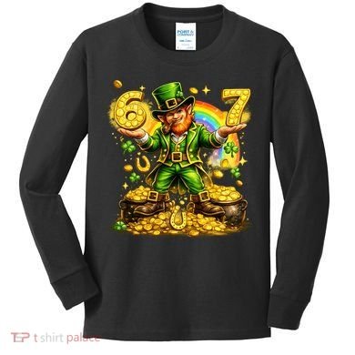 67 St Patricks Day Six Seven Meme Funny Kids Long Sleeve Shirt