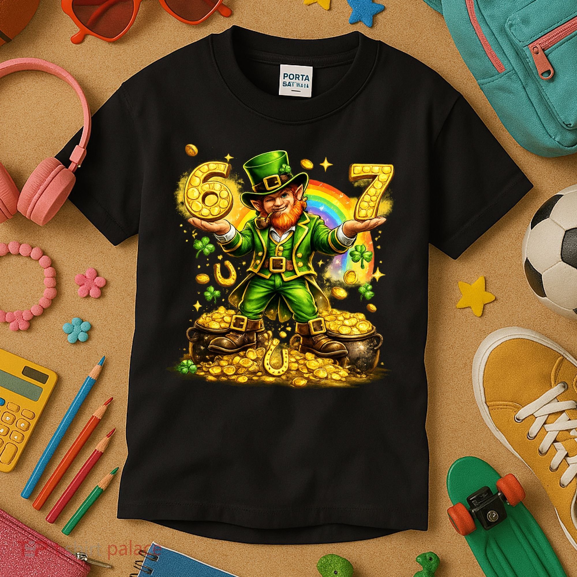 67 St Patricks Day Six Seven Meme Funny Kids T-Shirt