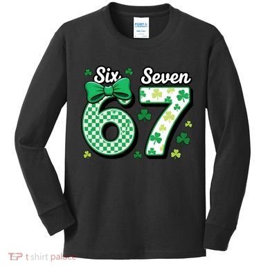 67 St Patrick’s Day Shamrocks Lucky 6-7 Kids Long Sleeve Shirt