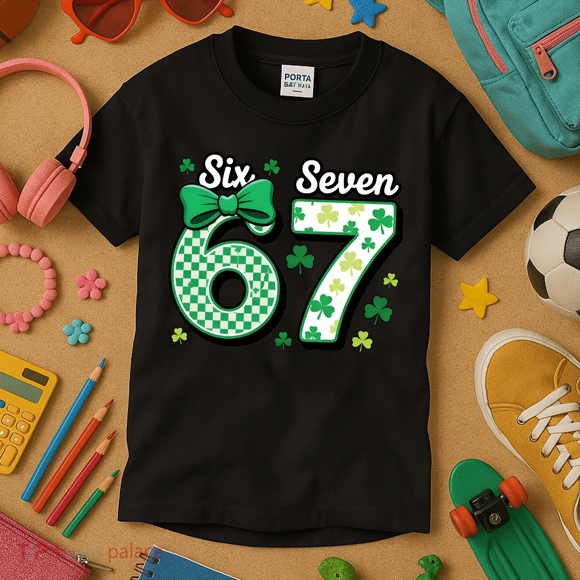 67 St Patrick’s Day Shamrocks Lucky 6-7 Kids T-Shirt