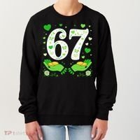 67 St Patricks Day Shamrock Clover Hands 6-7 Meme Women's Sweatshirt thumb 0
