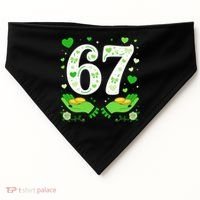 67 St Patricks Day Shamrock Clover Hands 6-7 Meme USA-Made Doggie Bandana thumb 0