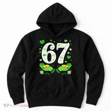 67 St Patricks Day Shamrock Clover Hands 6-7 Meme Hoodie