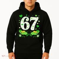 67 St Patricks Day Shamrock Clover Hands 6-7 Meme Hoodie thumb 2