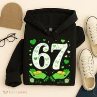 67 St Patricks Day Shamrock Clover Hands 6-7 Meme Hoodie thumb 4