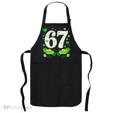 67 St Patricks Day Shamrock Clover Hands 6-7 Meme Apron