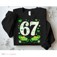 67 St Patricks Day Shamrock Clover Hands 6-7 Meme Sweatshirt thumb 2