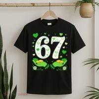 67 St Patricks Day Shamrock Clover Hands 6-7 Meme T-Shirt thumb 2