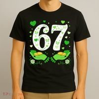 67 St Patricks Day Shamrock Clover Hands 6-7 Meme T-Shirt thumb 3