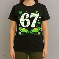 67 St Patricks Day Shamrock Clover Hands 6-7 Meme T-Shirt thumb 4