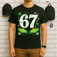 67 St Patricks Day Shamrock Clover Hands 6-7 Meme T-Shirt thumb 6
